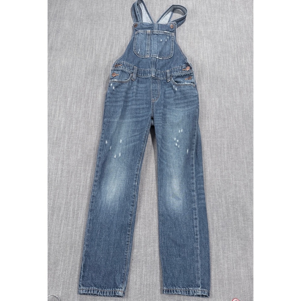 Old Navy Kids Blue Denim Distressed Bib Overalls Medium Wash Size Large 10